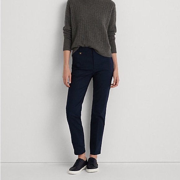 Ralph Lauren black stretch cotton blend skinny pants size 10 - Picture 1 of 9